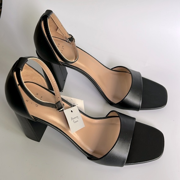 A New Day Shelly Women's Block Heel Open Toe Sandals Memory Foam Black - Picture 5 of 14